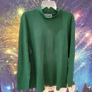 Karen Scott Forest Green Mock Neck Top
